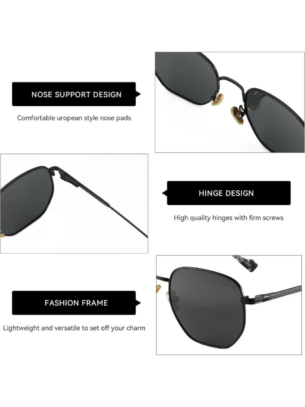 Stylish Polarized Hexagon Sunglasses for Men & Women - UV400 Protection, Metal